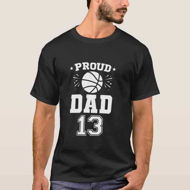 T-shirt Fier Basketball Papa Numéro 13 Joueur de basket L (Devant)