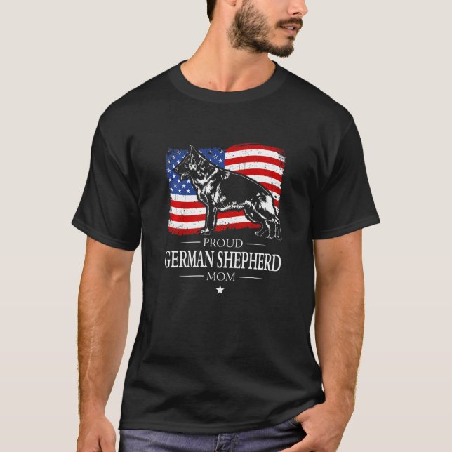 T-shirt Fier berger allemand maman drapeau américain patri (Devant)