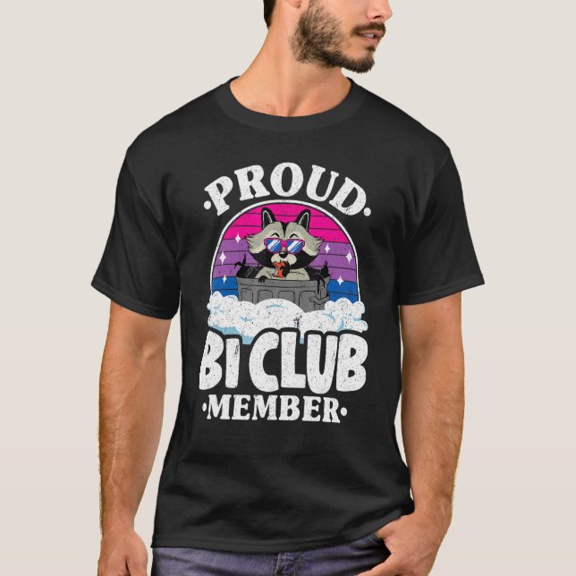T-shirt Fier Bi Club Membre Raccoon Bisexual Drapeau Rainb (Devant)