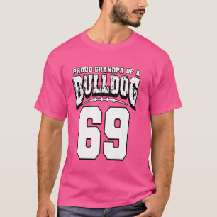 T-shirt Fier Bulldog Football Grand-Père Du Joueur 69