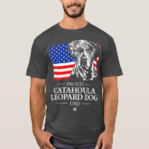 T-shirt Fier Catahoula Leopard Chien Papa Drapeau América