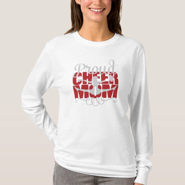 T-shirt Fier Cheer Maman avec des lettres rouges (Devant)