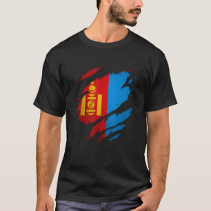 T-shirt Fier Chemises mongols arrachées Drapeau Mongolie