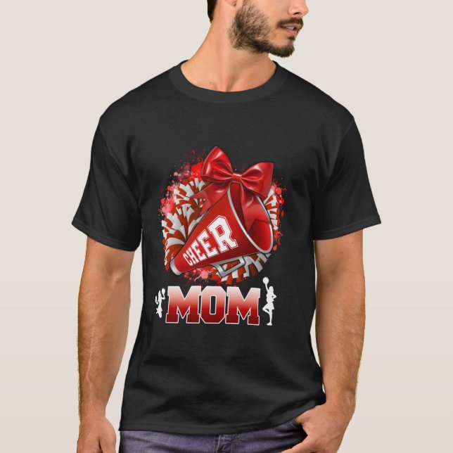 T-shirt Fier Cheval Maman Rouge Pom Pom Mégaphone Coquette (Devant)
