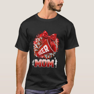 T-shirt Fier Cheval Maman Rouge Pom Pom Mégaphone Coquette