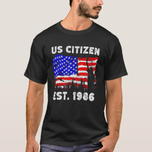 T-shirt Fier Citoyen Américain Est Depuis 1986 Pour New Am