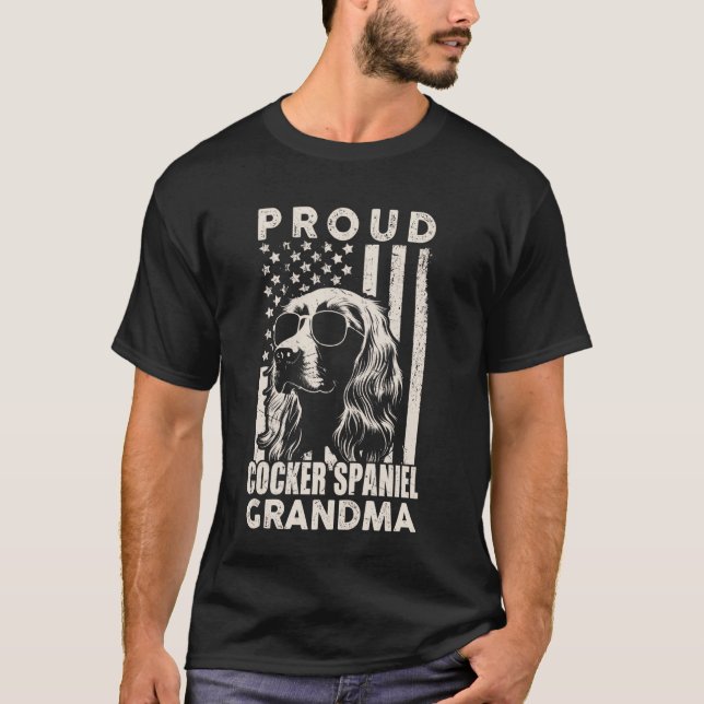 T-shirt Fier Cocker Spaniel Chien Grand-mère American Flag (Devant)