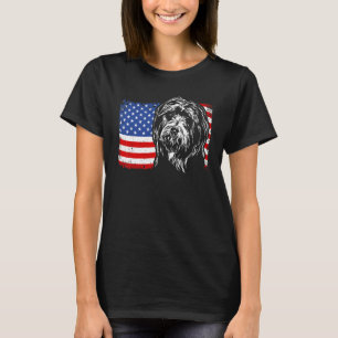 T-shirt Fier Colley barbu Drapeau américain Chien patrioti