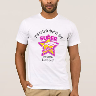 T-shirt FIER DAD DE Super Grad Pink Texte modifiable