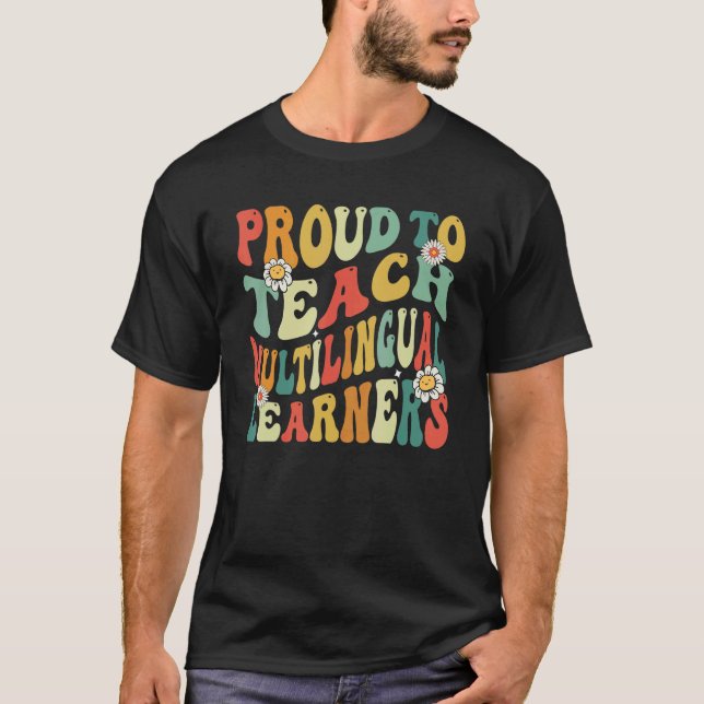 T-shirt Fier D'Apprendre Aux Apprenants Multilingues De Re (Devant)