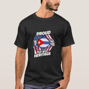 T-shirt Fier de mon héritage - Drapeau cubain américain pa