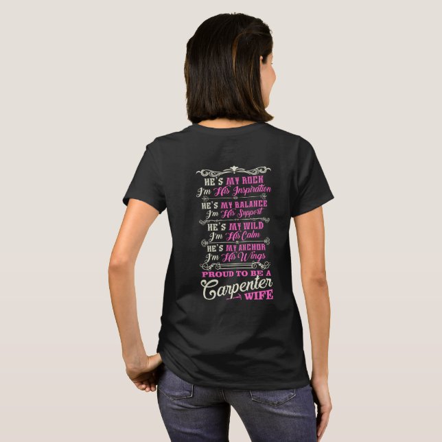 T-shirt fier d'épouse de charpentier (Dos entier)