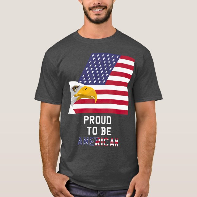 T-shirt fier d'être américain Drapeau Eagle USA américain (Devant)