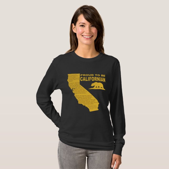 T-shirt Fier d'être Californien LongSleeve DK (Devant entier)