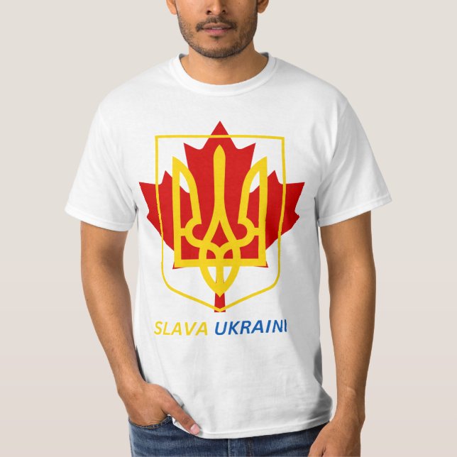 T-SHIRT FIER D'ÊTRE CANADIEN UKRAINIEN - SLAVA UKRAINI ! (Devant)