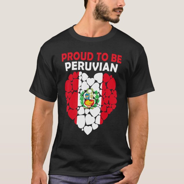 T-shirt Fier d'être Péruvien J'aime Drapeau Pérou (Devant)