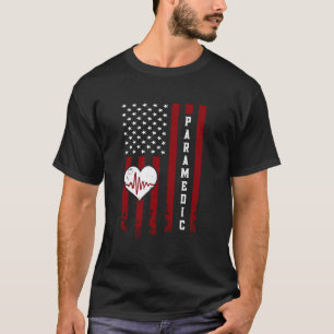 T-shirt Fier d'être secouriste Drapeau américain Rouge Fie