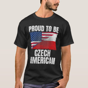 T-shirt Fier D'Être Tchèque Américain Drapeau Graphique Vi
