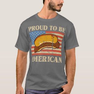 T-shirt Fier D'Être Un Américain Pro USA Hot Dog Patriotic