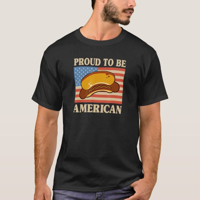 T-shirt Fier D'Être Un Américain Pro Usa Hot Dog Patriotic (Devant)