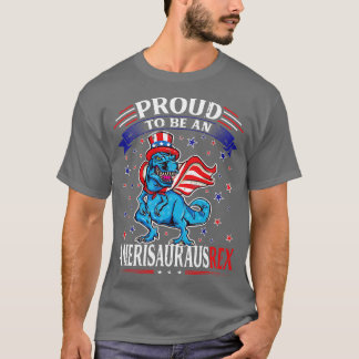 T-shirt Fier D'Être Un Amerisaurus Trex États-Unis Drapeau