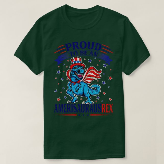 T-shirt Fier D'Être Un Amerisaurus Trex États-Unis Drapeau (Design devant)