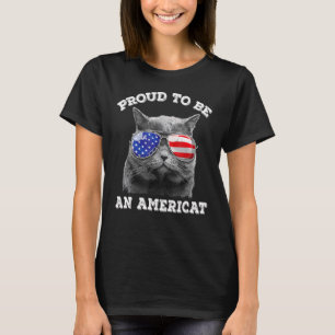 T-shirt Fier d'être un chat américain 4 juillet British Sh