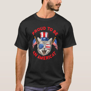 T-shirt Fier d'être un chat Americat Drapeau américain 4 j
