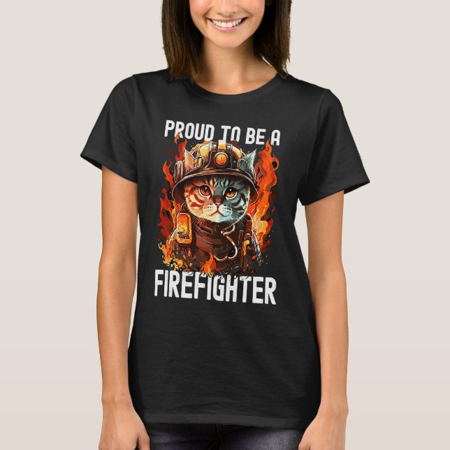 T-shirt Fier d'être un chat pompier Chaton Fireman Firef (Devant)