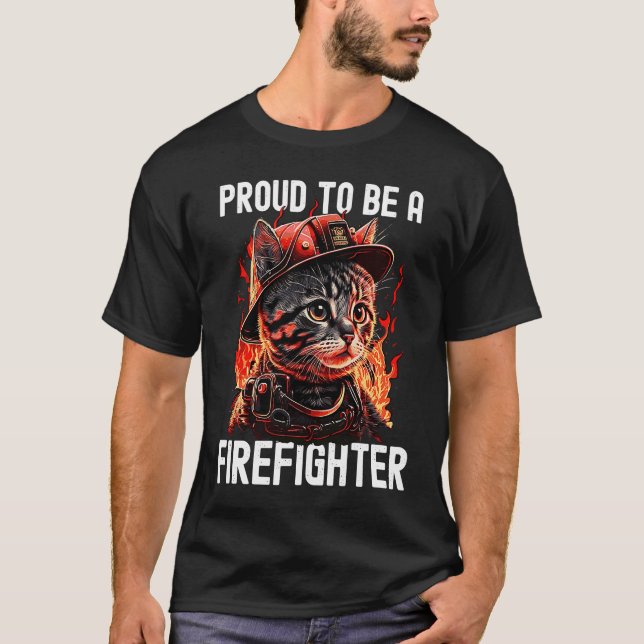 T-shirt Fier d'être un chat pompier chaton pompier (Devant)