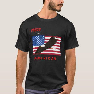 T-shirt Fier d'être un drapeau d'aigle américain Hommes Fe