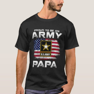 T-shirt Fier D'Être Un Papa De L'Armée Avec Drapeau Améric