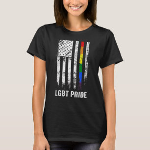 T-shirt Fier Drapeau Américain Arc En Ciel Gay Lgbtq Lgbt