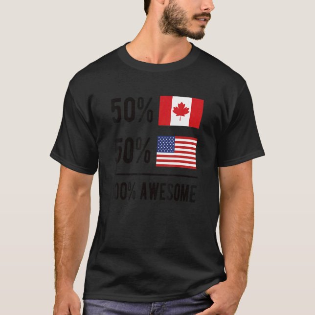 T-shirt Fier Drapeau Canadien Américain Canada Usa 1 (Devant)