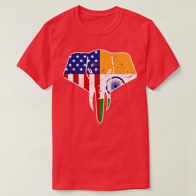 T-shirt Fier éléphant Drapeau indien d'Amérique (Design devant)