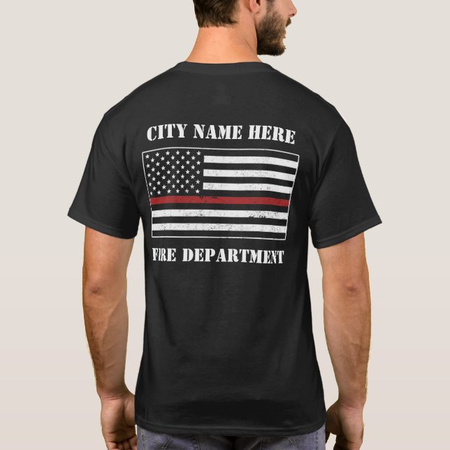 T-shirt Fier Fier Fier Pompier Custom Thin Red Line USA (Dos)