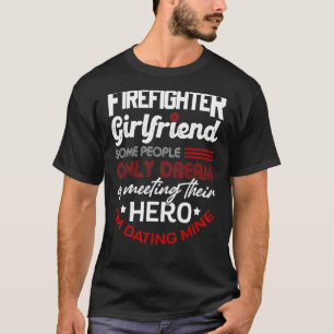 T-shirt Fier Fille Amie D'Un Pompier Mince Ligne Rouge Nou