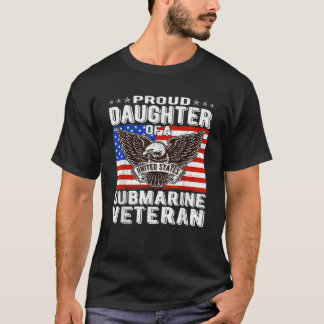 T-shirt Fier Fille De Sous-Marin Vétéran Patriotique Mili