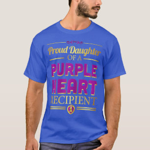 T-shirt Fier Fille D'Un Coeur Violet Bénéficiaire Militar