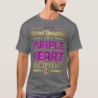 T-shirt Fier Fille D'Un Coeur Violet Bénéficiaire Militar