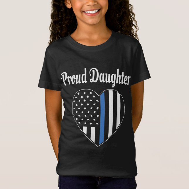 T-Shirt Fier fille d'un policier - application de la loi (Devant)