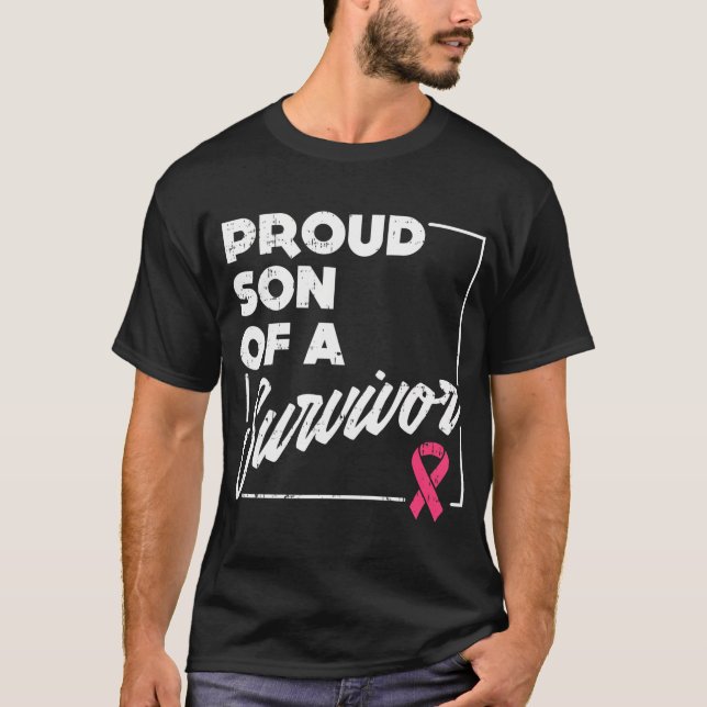 T-shirt Fier Fils De Survivant Soutien Au Cancer Du Sein (Devant)
