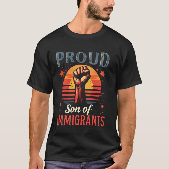 T-shirt Fier fils d'immigrés pro-immigration (Devant)