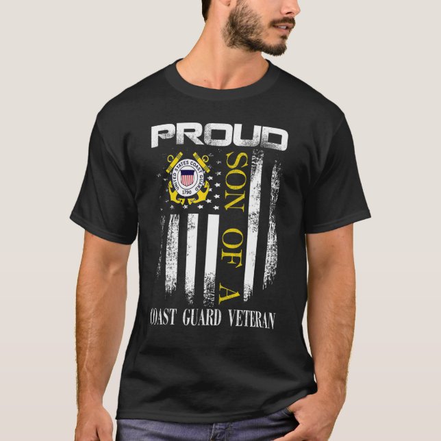 T-shirt Fier Fils D'Un Vétéran De La Garde Côtière Avec Un (Devant)