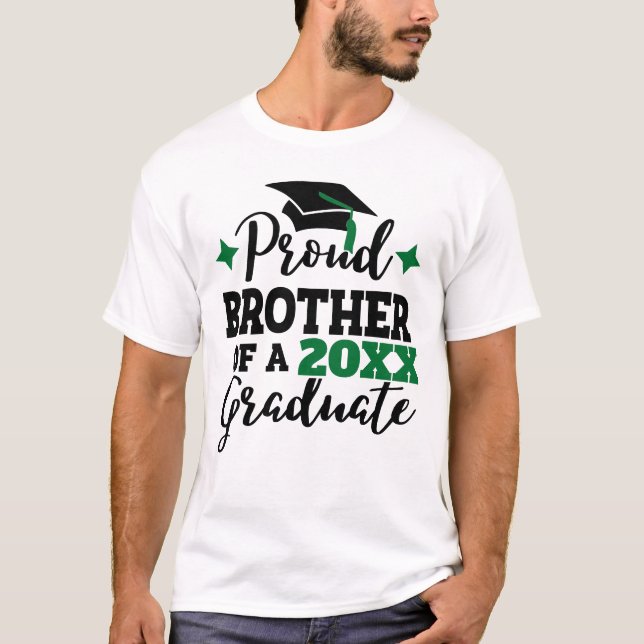T-shirt Fier Frère du casquette noir vert diplômé (Devant)