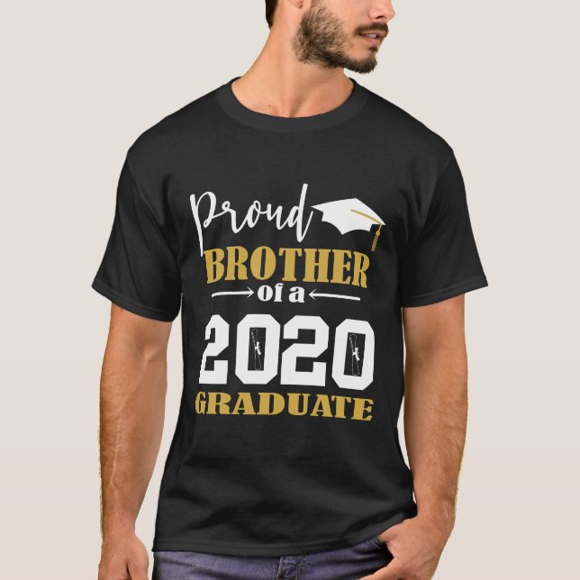 T-shirt Fier frère d'un blanc diplômé 2020 (Devant)