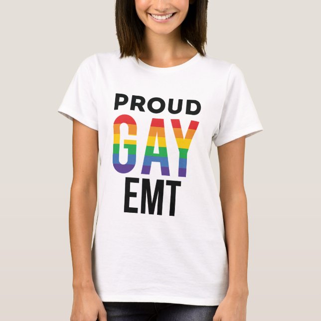 T-shirt Fier Gay EMT Technicien Médicale d'urgence (Devant)