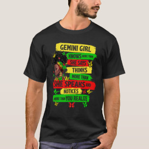 T-shirt Fier Gemini Fille Melanin Zodiac Anniversaire Noir