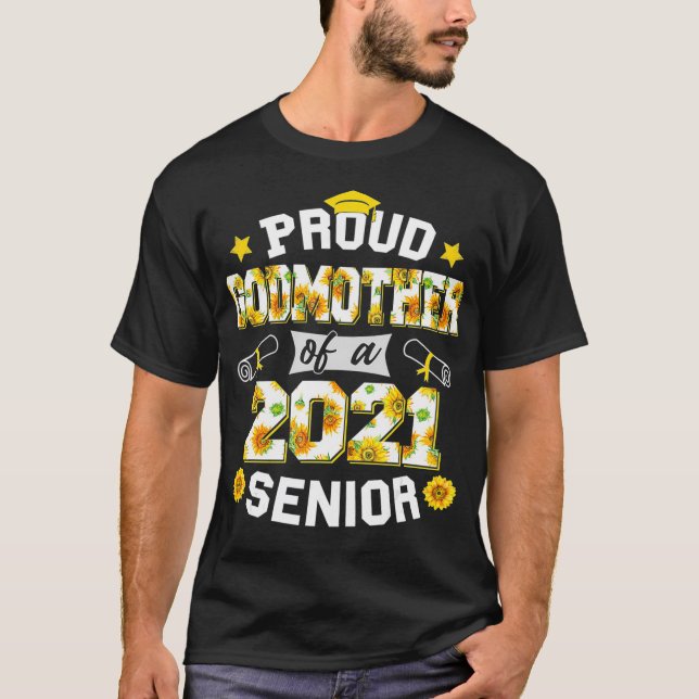 T-shirt Fier Godmère d'un Diplôme Floral Senior 2021 (Devant)