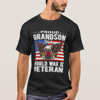 T-shirt Fier Grand-Fils D'Un Vétéran Patriotique De La Deu